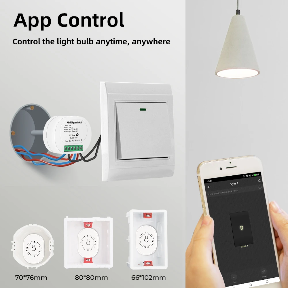 SMATRUL ZigBee Tuya 16A No Neutral Wire Smart Switch Light Module Breaker 2 Way Control For Alexa Google Home Gateway Brazil