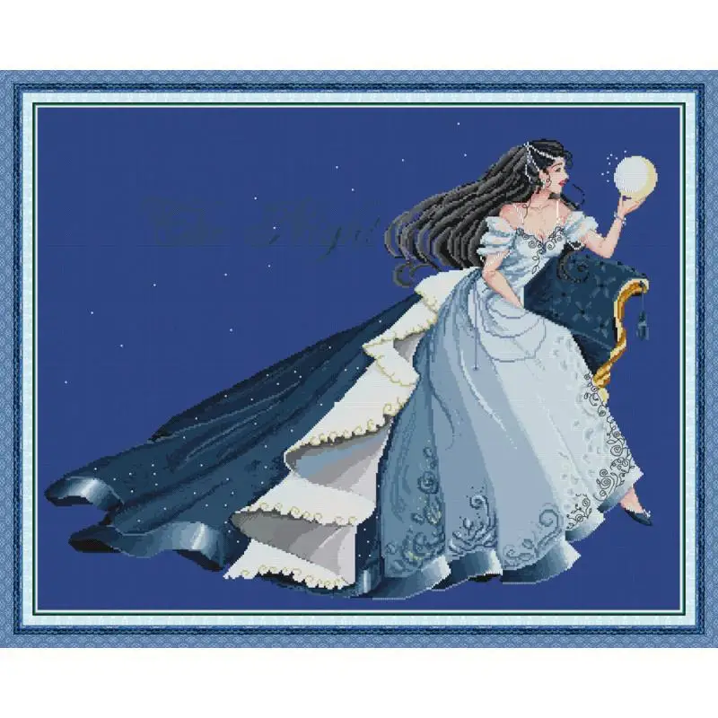 Moon Fairy Story Character Painting Count Cross Stitch Kit 14CT 11CT Printing DMC Cross Stitch DIY Manual Embroidery Needlework