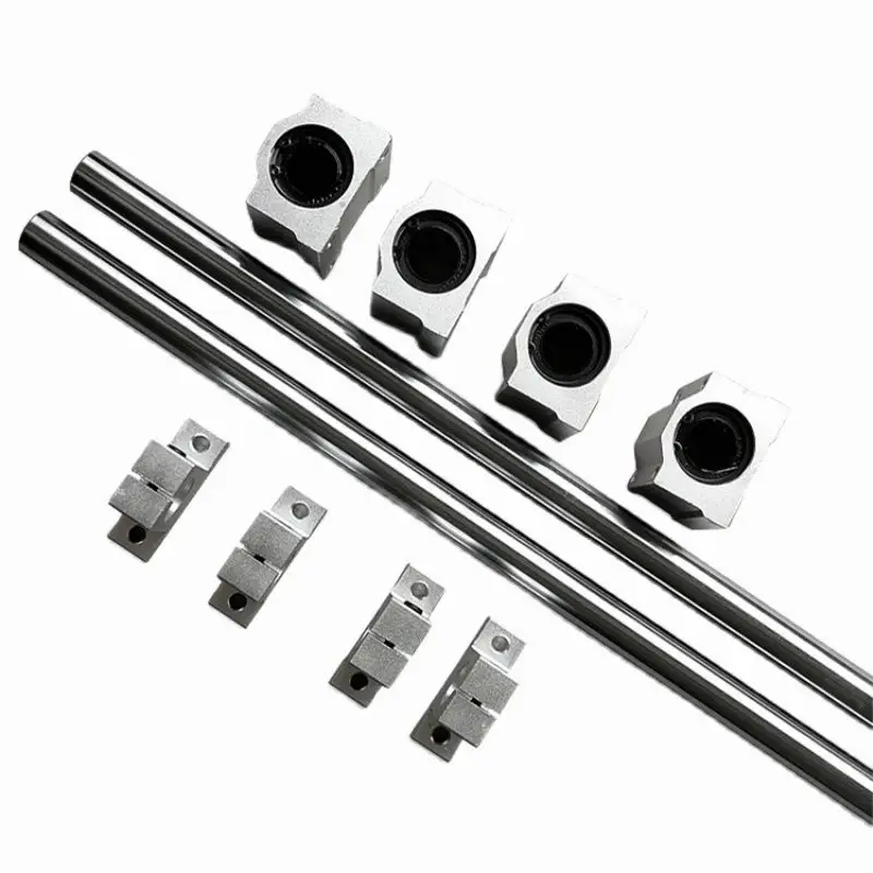 10pcs/Set :2pcs Optical Axis Linear Rail Shaft OD 8mm 300/400/500/600mm+4pcs SCS8UU Linear Beare Blocks+4pcs SK8 Bearing Support