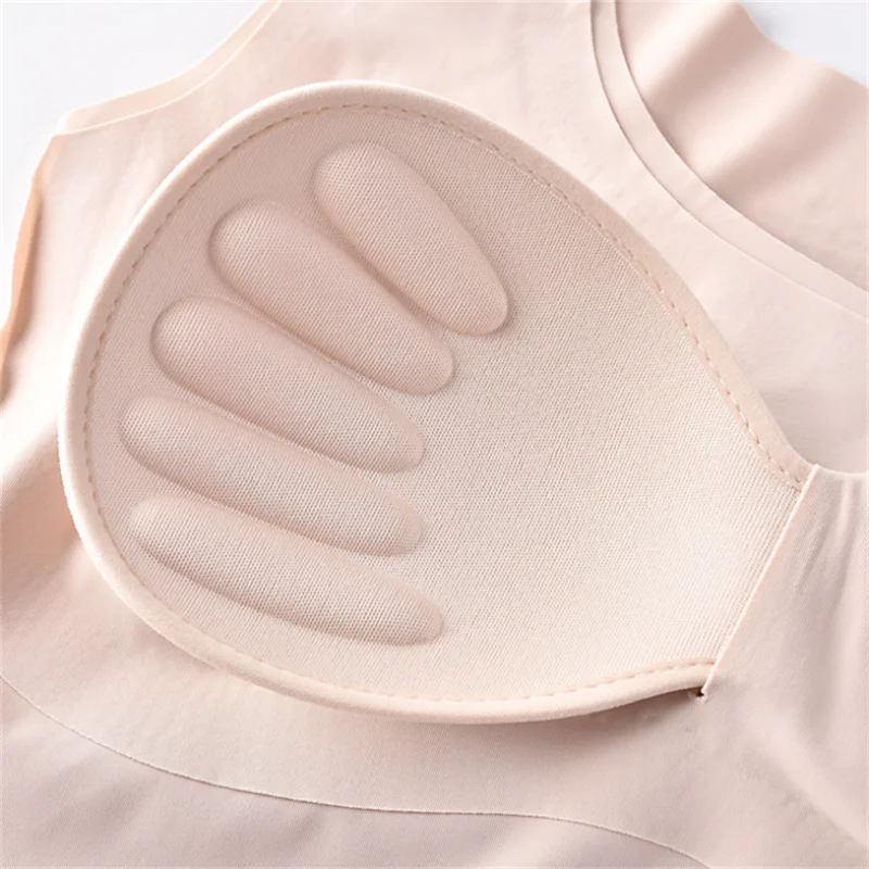 Ice Silk Tank Top Wireless Paded Lingerie Push Up Seamless Padded Vest Crop Top Tee Camisole Feminino Sleep Cami Soutien Gorge