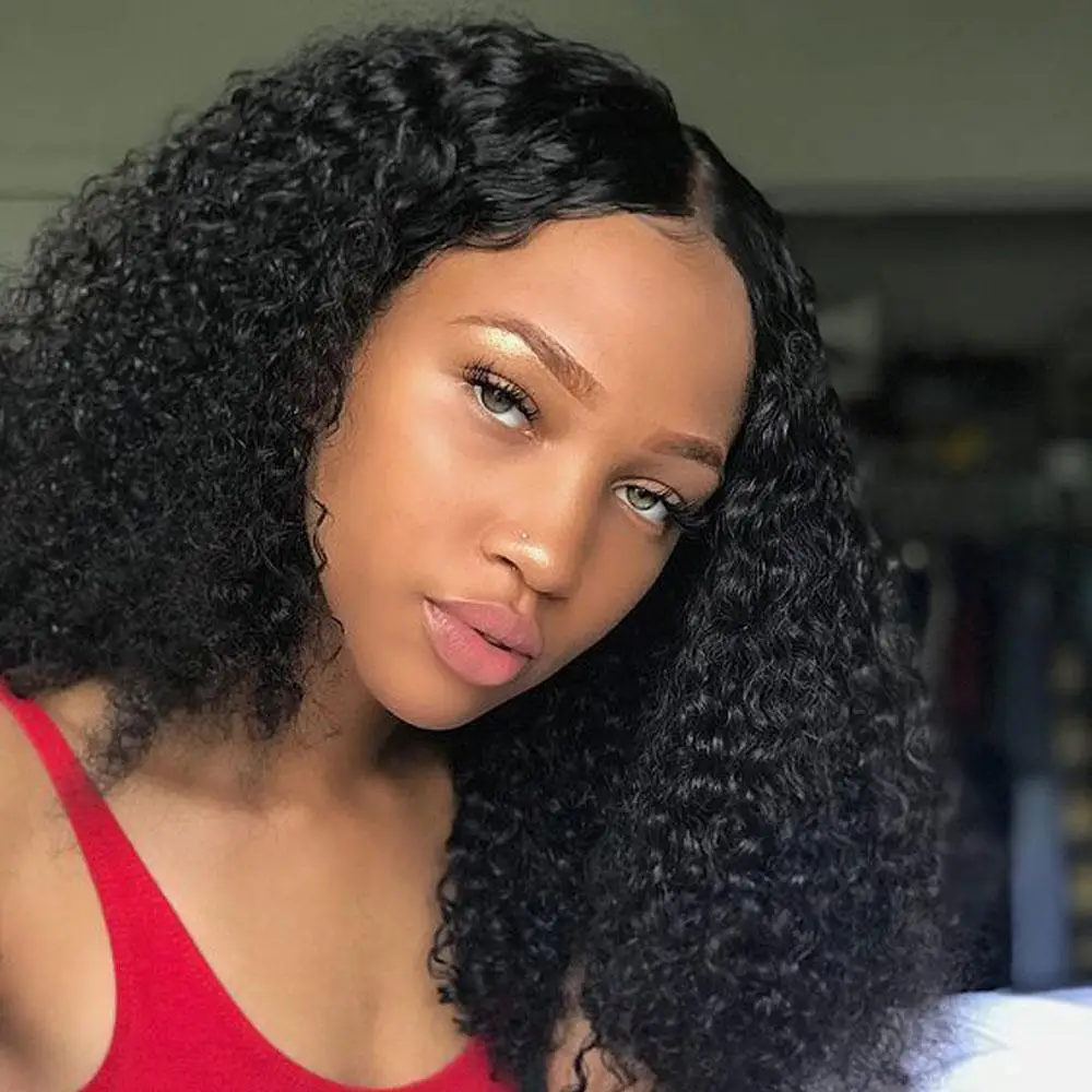 Curly Bob Wig Short Straight Lace Frontal Wig T Part Water Wave Wig13x4x1 Lace Front Human Hair Wigs Pre Plucked Natural Color