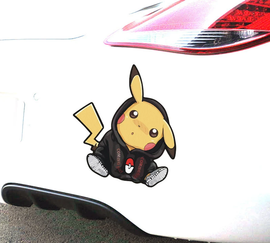 Kawaii Pokemon Pikachu Car Stickers Cartoon Styling Waterproof Auto Window Driving Mirror Decals Car Windshield Decorations