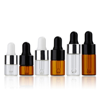 10Pcs 1ml/2ml/3ml Glass Amber Essential oil Dropper Bottles Aluminum cap Reagent Drop Eye Liquid Pipette Aromatherapy Containers