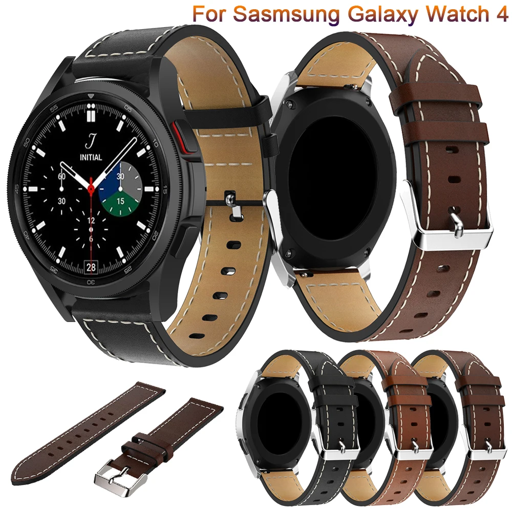 20mm 22mm Leather Band For Samsung Galaxy watch 4/Classic 44mm Active 2 strap bracelet Huawei GT/2/Pro Galaxy 3 45mm/42mm/46mm