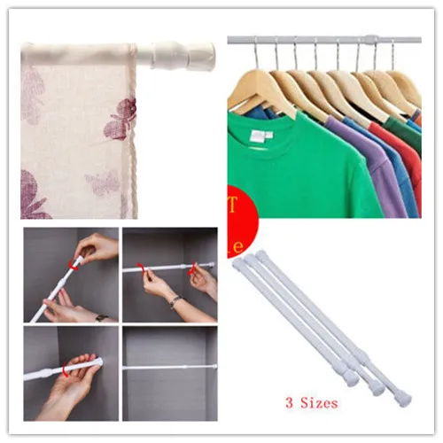 Extendable Telescopic Spring Loaded Net Voile Tension Curtain Rail Rods Telescopic Net Voile Tension Curtain Rail Pole USA SHIP