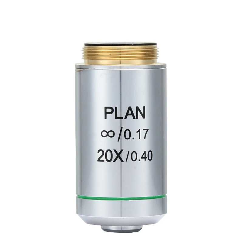 Silver Biological Microscope 4X 10X 20X 40X 100X Infinity Plan Objective Lens RMS Thread for Olympus Microscope