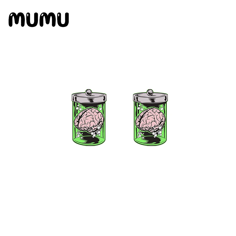 2020 New Tooth Stud Earring Brain Acrylic Earring Funny Handmade Earrings Epoxy Printed Jewelry Gril