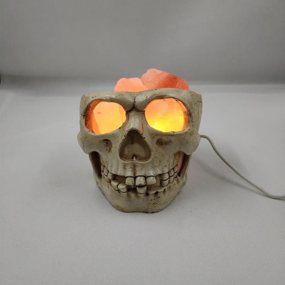 2021 New Hot-selling European and American Style Skull Pakiatan Himalayan Crystal Salt Lamp USB Dimmable Night Light