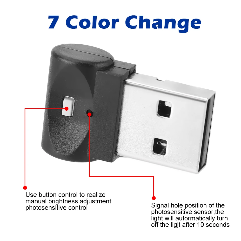 Colorful Decorative Lamp LED Atmosphere Light Plug And Play Emergency Lighting PC Auto Interior Mini USB Car Foot Light