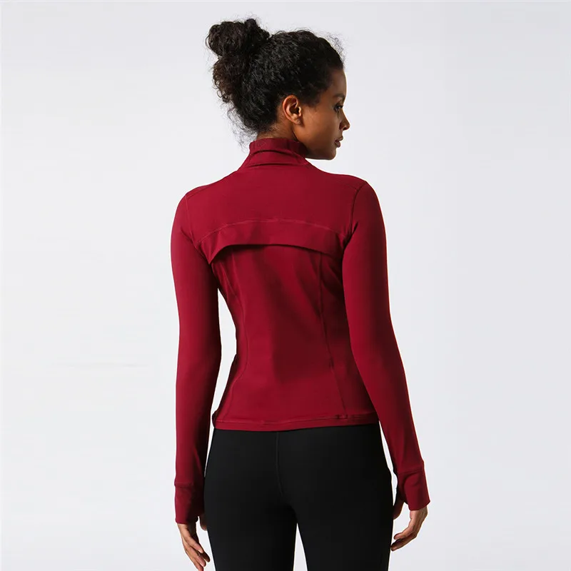 Solid Color Women Sport Jacket Top Stand-up Collar Half Zipper Long Sleeve Fitness Sweatshirt Jacket Yoga Shirt Stretch Gym Coat