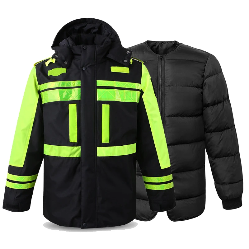 

Cycling Winter Jacket Waterproof Datchable Linner Reflective Jacket Bicycle Waterproof Traffic Warning Uniform Night Protect