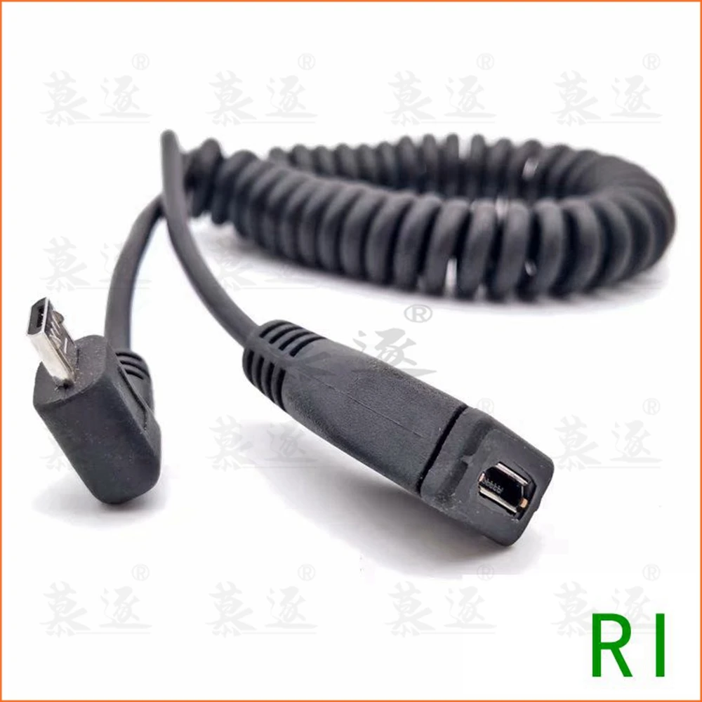 Кабель-удлинитель с пружиной для передачи данных и штекером Micro USB, левый и правый угол 90 градусов, 50 см