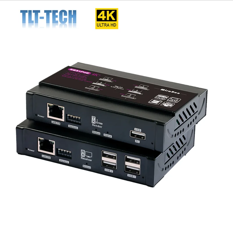 Imagem -01 - Poe Hdmi-extensor Kvm Compatível sobre ip até 100m Extensor Usb sobre o Único Interruptor de Alimentação Remoto Rs232 do Apoio Cat6 4k