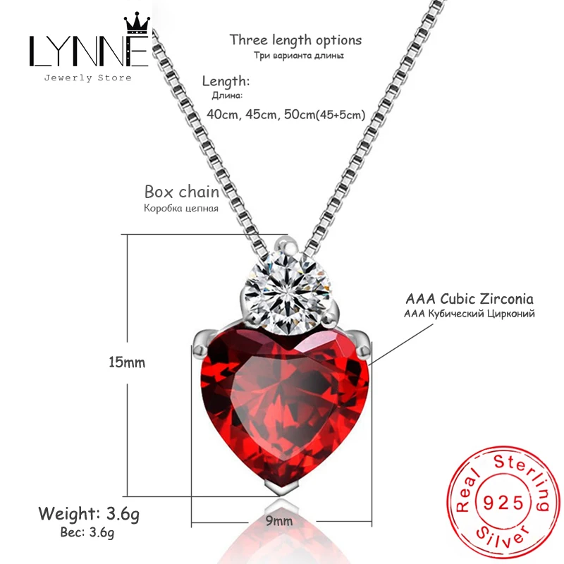 Women Jewelry 925 Sterling Silver Shine Red AAA Zircon Heart Pendant Necklaces Fine Gift Wedding Love Rhinestone CZ Charm Choker