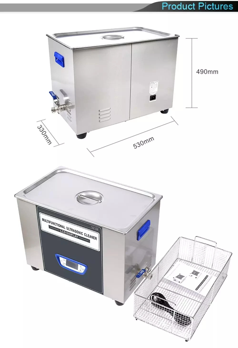 Ultrasonic Cleaner, Adjustable Automotive Metal Mould Spare Parts, DPF FiltTUC-450 Degas Function, 45L Injector Cleaner