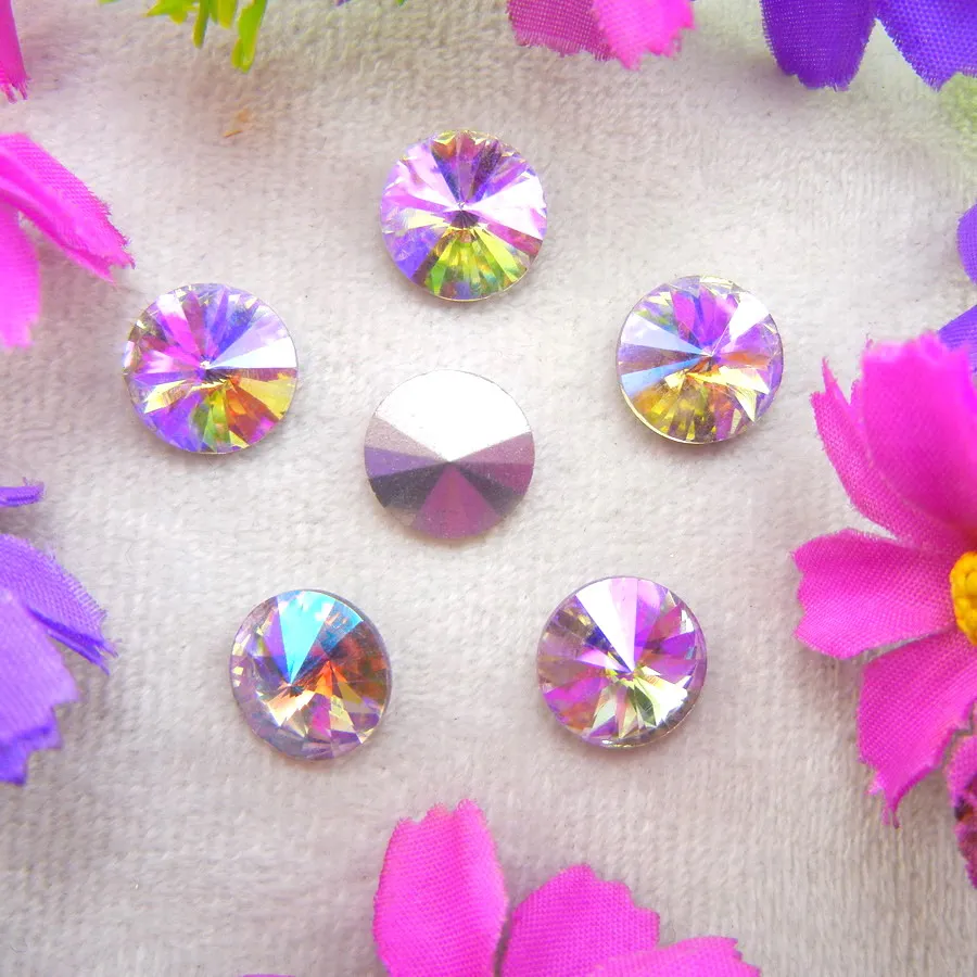 AB Farben 6mm 8mm 10mm 12mm 14mm 16mm 18mm Rivoli Runde Glas-Kristall Aufklebe-Strassperlen Zubehör DIY Verzierung – Detail 7