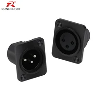 1xMale + 1xFemale XLR enchufe y enchufe 3 pines XLR macho y hembra enchufe montaje en Panel chasis 3 pines conector XLR de forma cuadrada