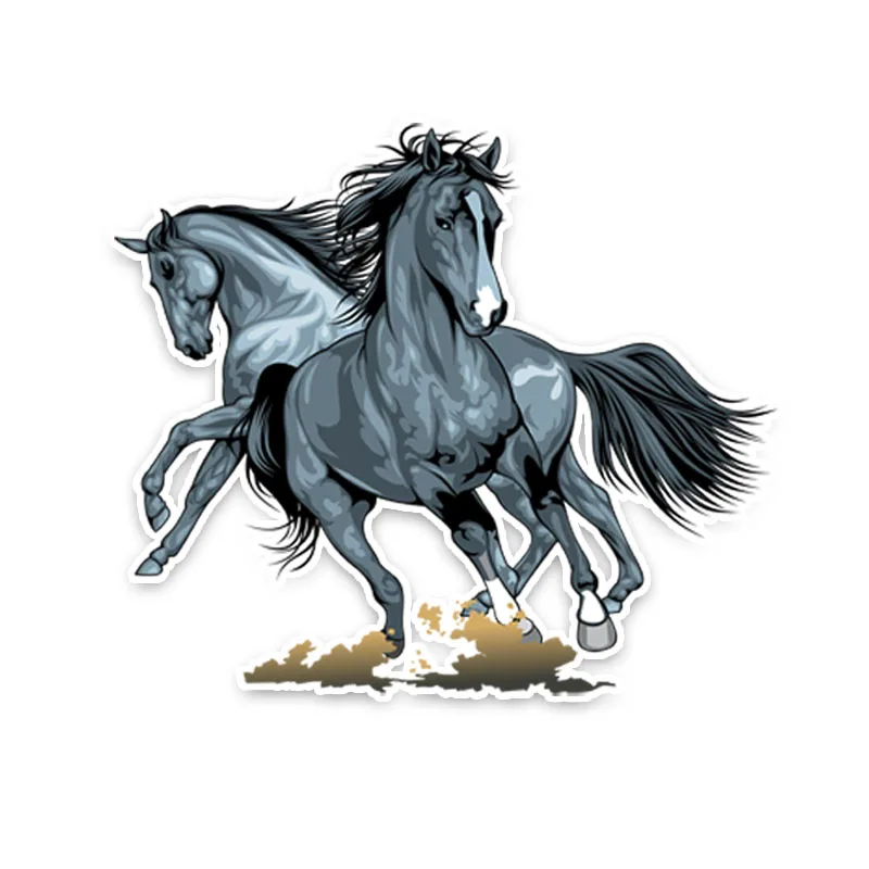

Красочный животный узор, персонализированные животные, два лошади, ПВХ, водонепроницаемая наклейка, автомобильная наклейка, украшение, виниловые наклейки KK 16*14 см