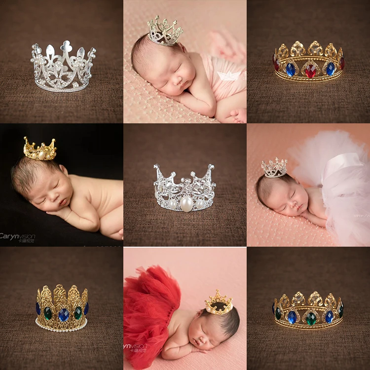 Newborn Phototgraphy Props Baby Crown Pearl Silver Golden Crown Creative Props Infant Shoot Accessories Kinds Of Baby Mini Crown