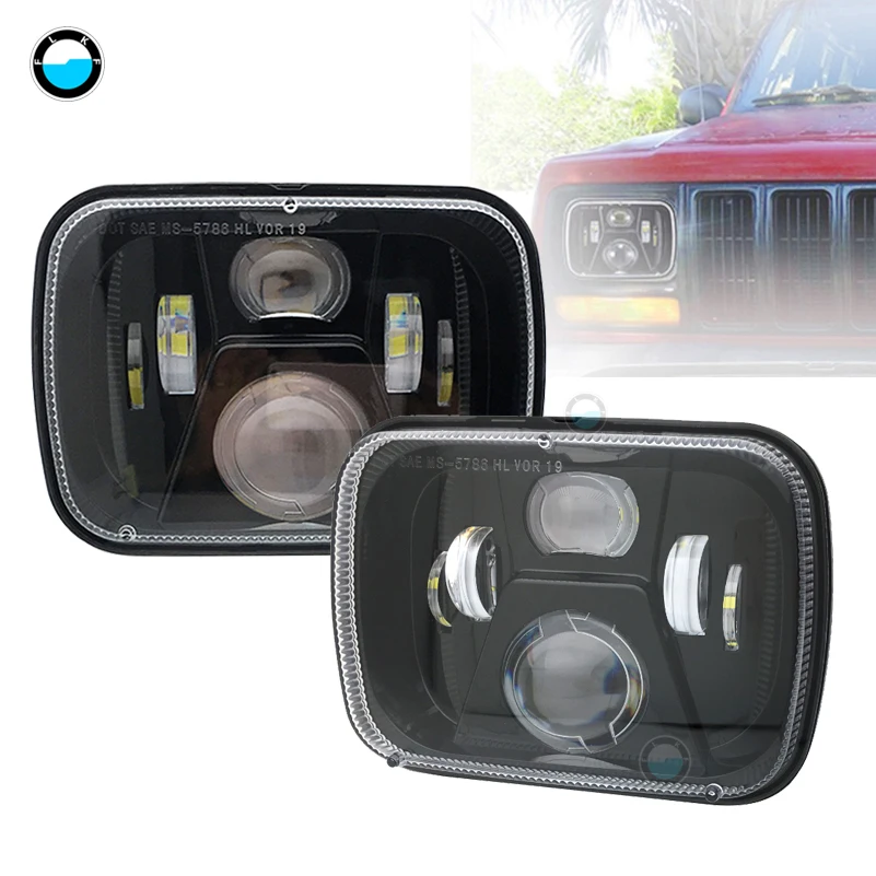 

2pcs 5x7 7x6 Inch LED Headlights for Jeep Wrangler YJ 7" x 6" Headlamp Replacements for Jeep Cherokee XJ Offroad Lighting.