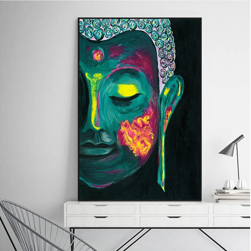 Gautam Buddha Abstract Oil Painting on Canvas Posters and Prints Art Scandinavian Posters Wall Pictures For Living Room Cuadros