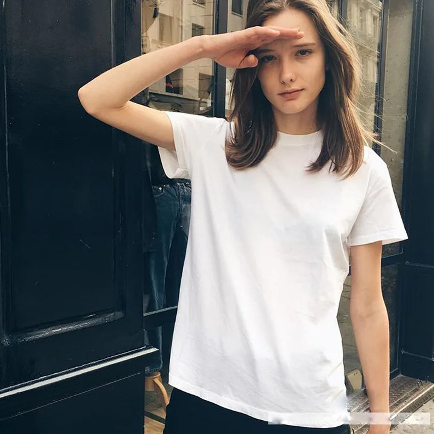 Women T-shirt Solid color Tee Pink Black Brown Casual T-Shirt Hipster Summer Woman T shirt Oversize dropshipping