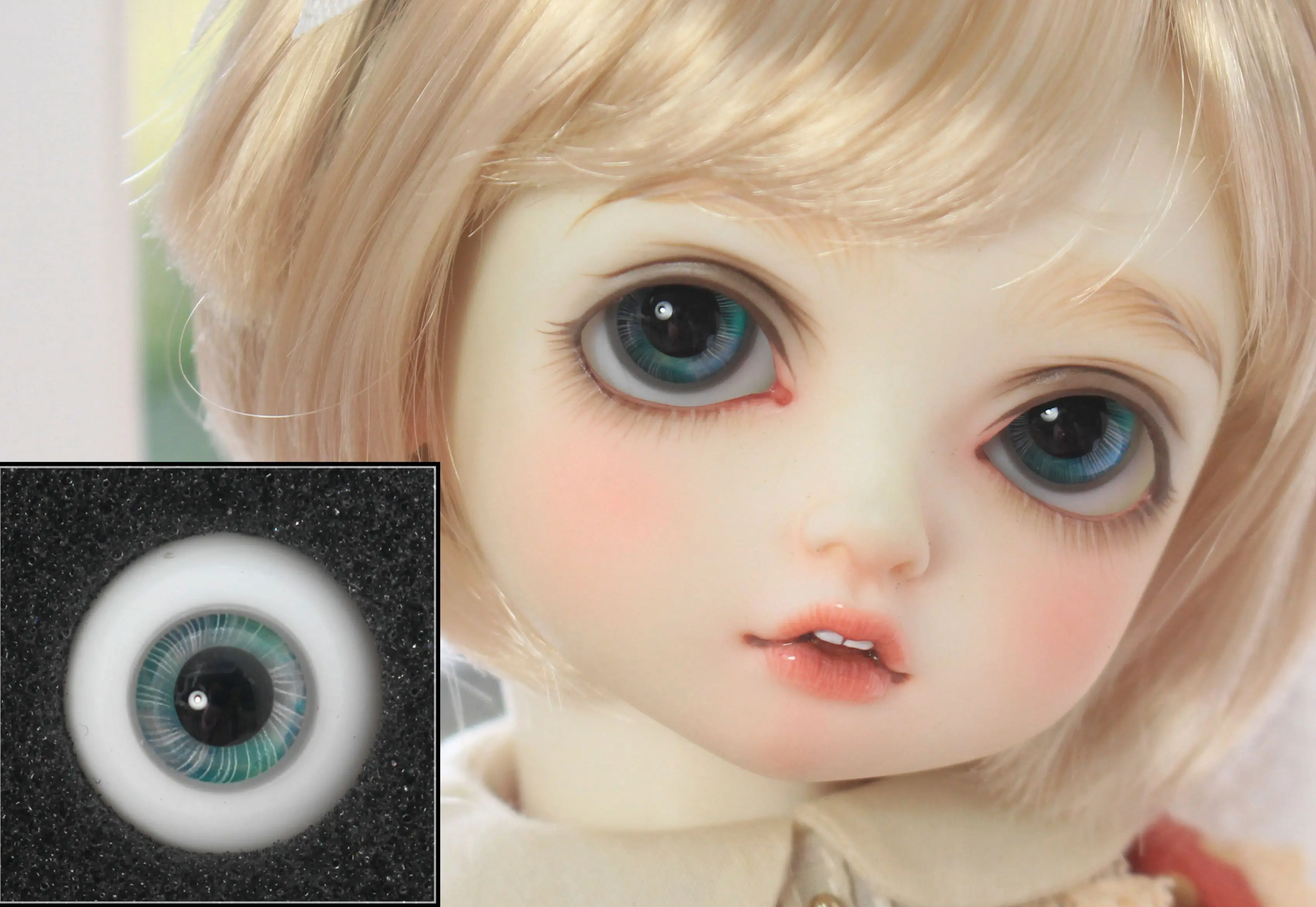 BJD doll eye is suitable for 12mm14mm16mm18mm small iris blue white real person wind glass eye doll accessories