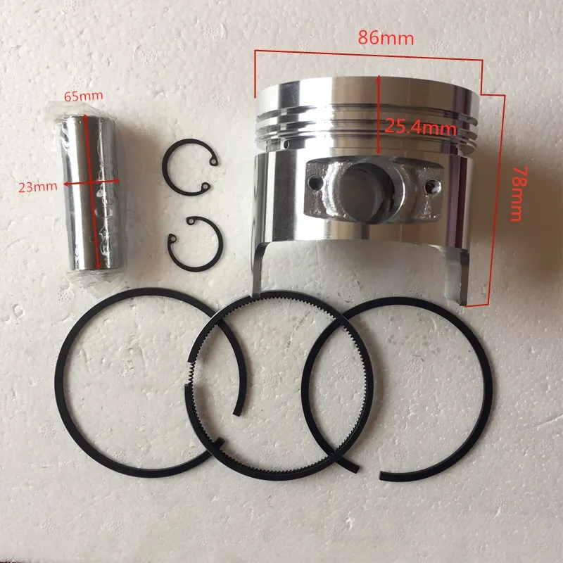 piston Piston&Rings Kit(incl. piston,ring,pin,circlip)for 186FA 186 186F L100 9HP Air Cooled Diesel Engine,5~5KW Generator