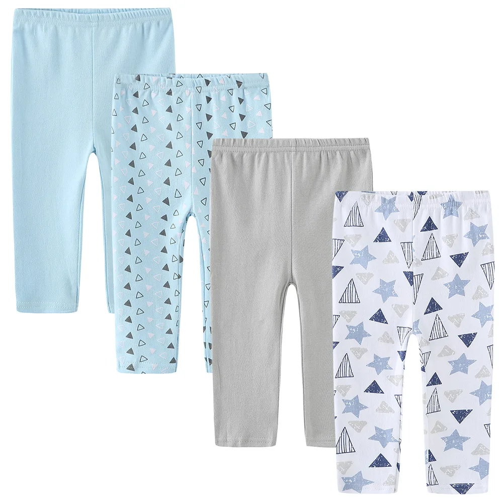 3/4PCS pantaloni per bambini neonato solido 100% cotone cartone animato quattro stagioni pantaloni morbidi per bambina 0-24M pantaloni per neonato