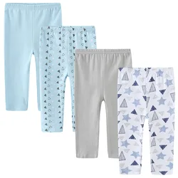 3/4PCS pantaloni per bambini neonato solido 100% cotone cartone animato quattro stagioni pantaloni morbidi per bambina 0-24M pantaloni per neonato pantaloni accessori