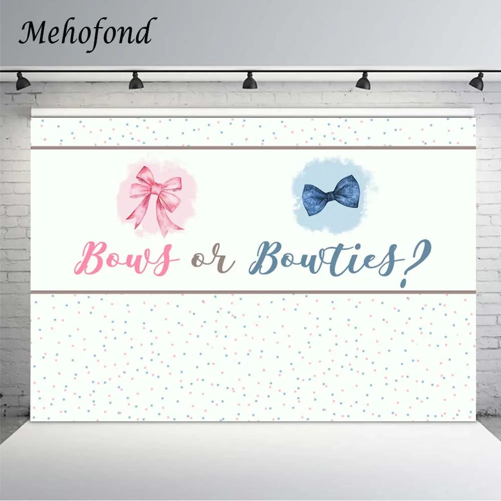 

Mehofond Boy or Girl Photography Background Bow Tie Blue Pink Polka Dot Gender Reveal Decor Backdrop For Photo Studio Photocall