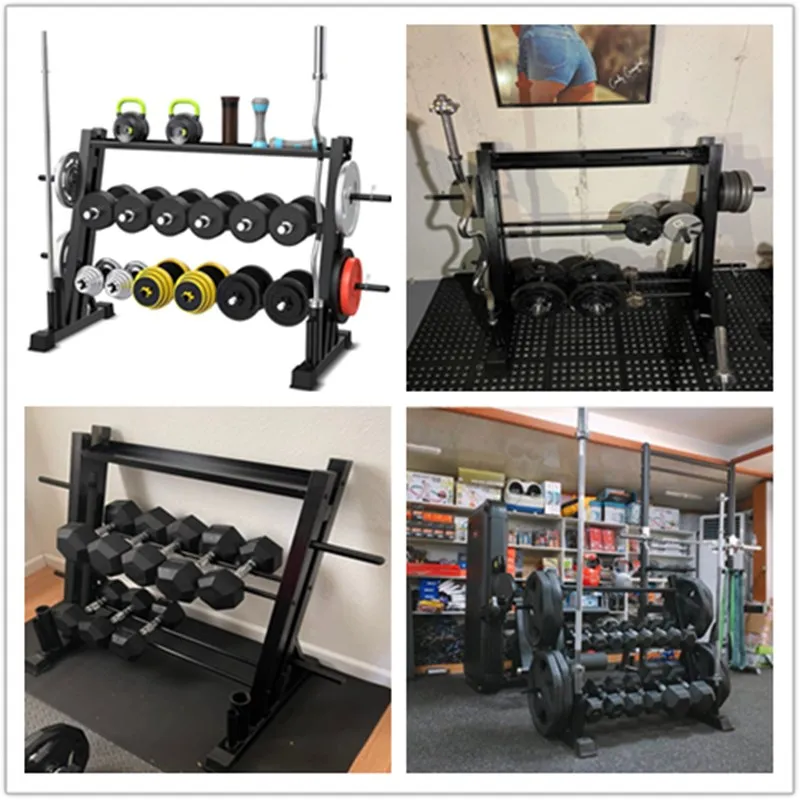 3 Tier Dumbbell Weight Rack For Home Gym Dual Vertical Stand Multifunction Rack Set Frame Sports Fitness Equipments Storage Rack