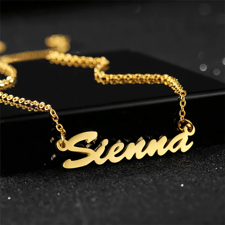 

New Simple Fashion Gold Color Colier Personaliser Women Men Stainless Steel Collier Acier Inoxydable Custom Necklace Jewelry