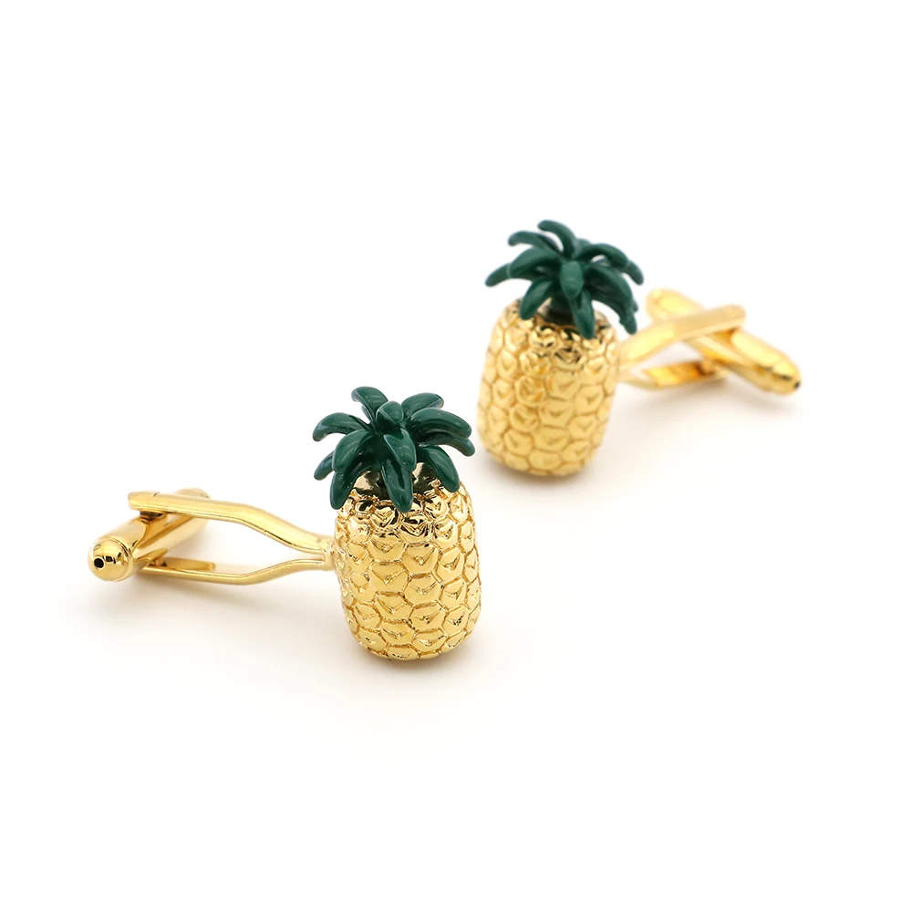 Men's Pineapple Cufflinks Quality Brass Material Golden Color Fruit Cuff Links Wholesale & Retail