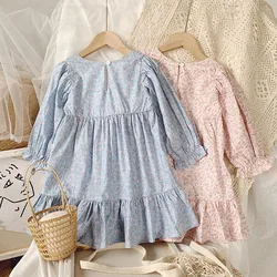 Autumn Girls' Dress New Pastoral Style Floral Long-Sleeved Sweet Princess Dress Toddler Baby Kids Children'S Clothing For Girl
