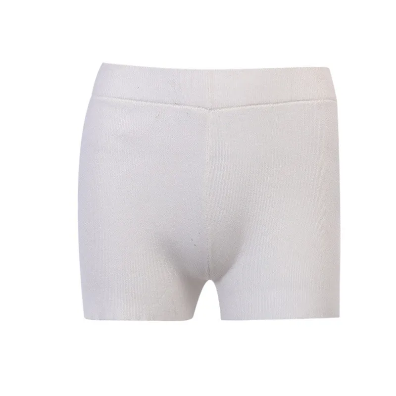 Pantalones cortos de punto de algodón para mujer, ropa de calle Sexy de cintura alta, color blanco, negro