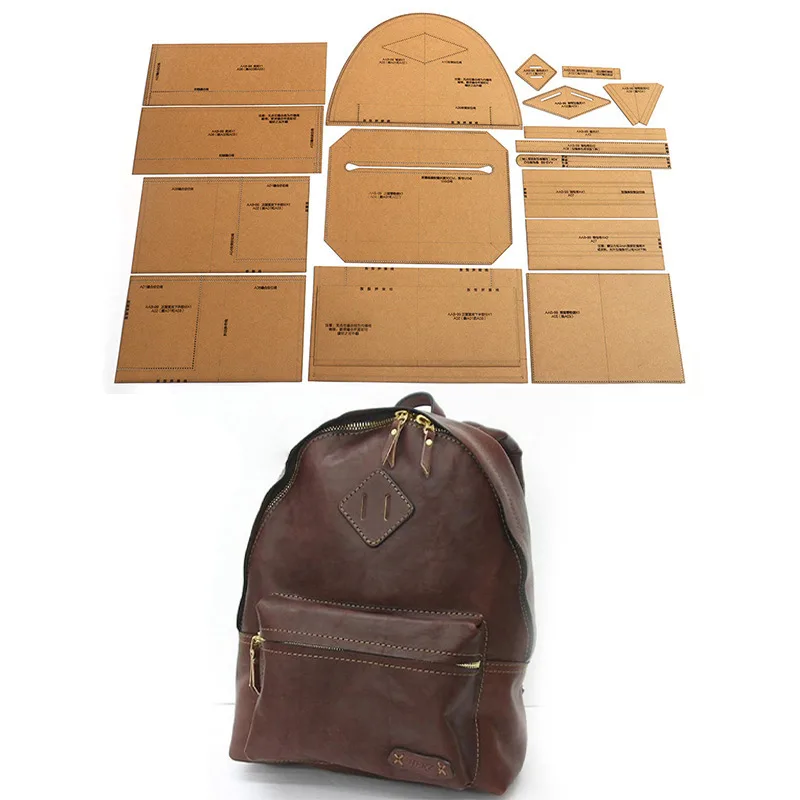 DIY leather handmade crafts ladies backpack hard kraft paper template sewing pattern shoulder bag sewing paper template