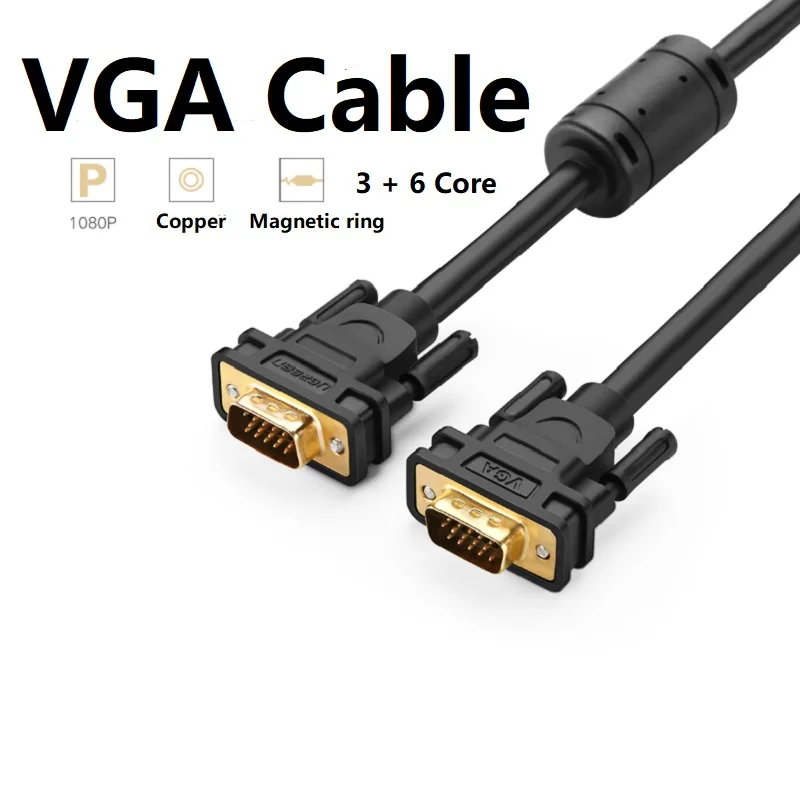 UGreen VGA Line Computer Monitor Data Transmission Signal Dual Screen Desktop Mainframe And Projector Notebook Video Cable