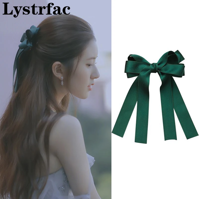 Lystrfac 2020 Sweet Solid Satin Big Bow Ribbon Hairpins for Women Girls Lovely Hair Clips Ladies Hair Accessories Headwear Gift