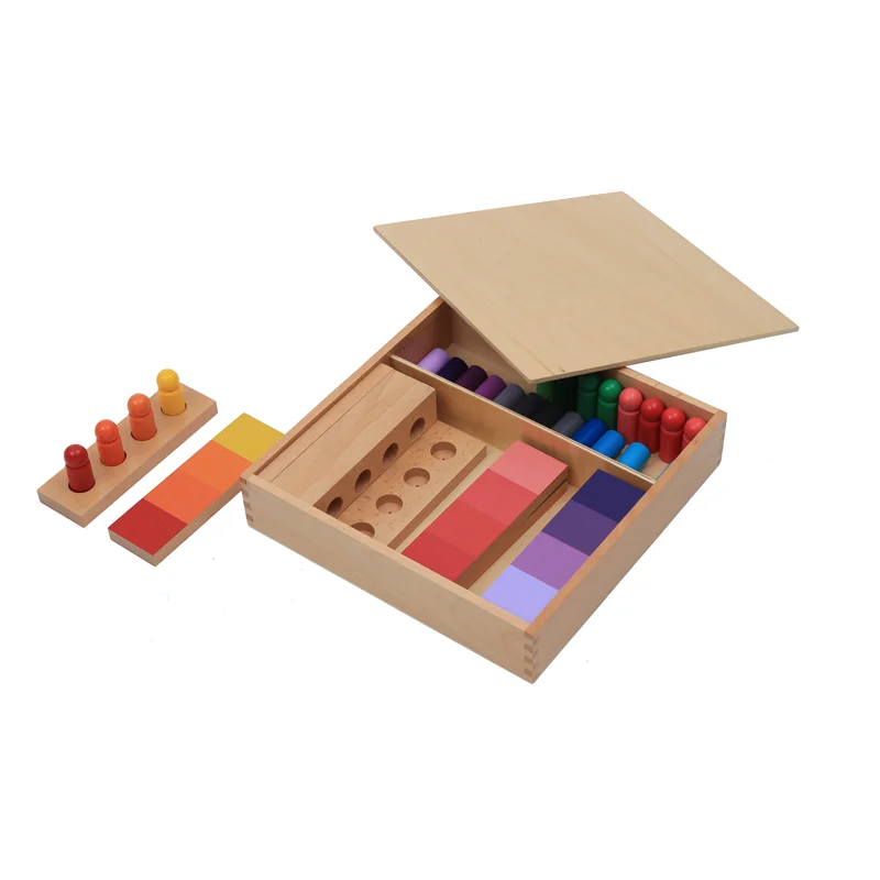 Montessori Sensorial Materials Colour Resemblance Sorting Task Cylinders and Boards Early Childhood Education Game for Children