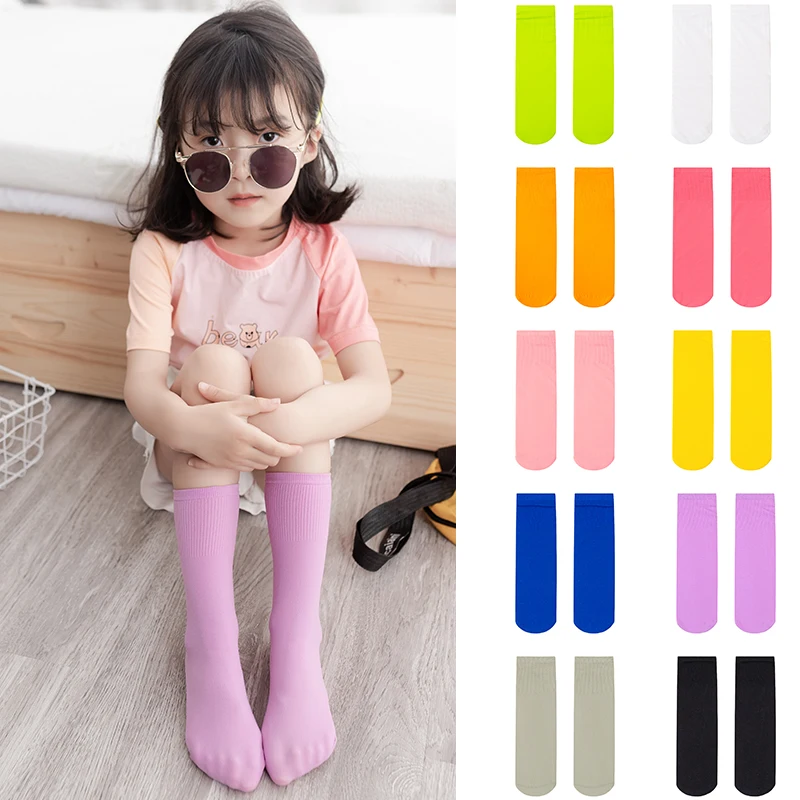 Girls Candy Color Ice Summer Breathable Mosquito Socks Baby Over the Knee Ultra-thin Multicolor Stockings 유아 양말  الطفل الجوارب