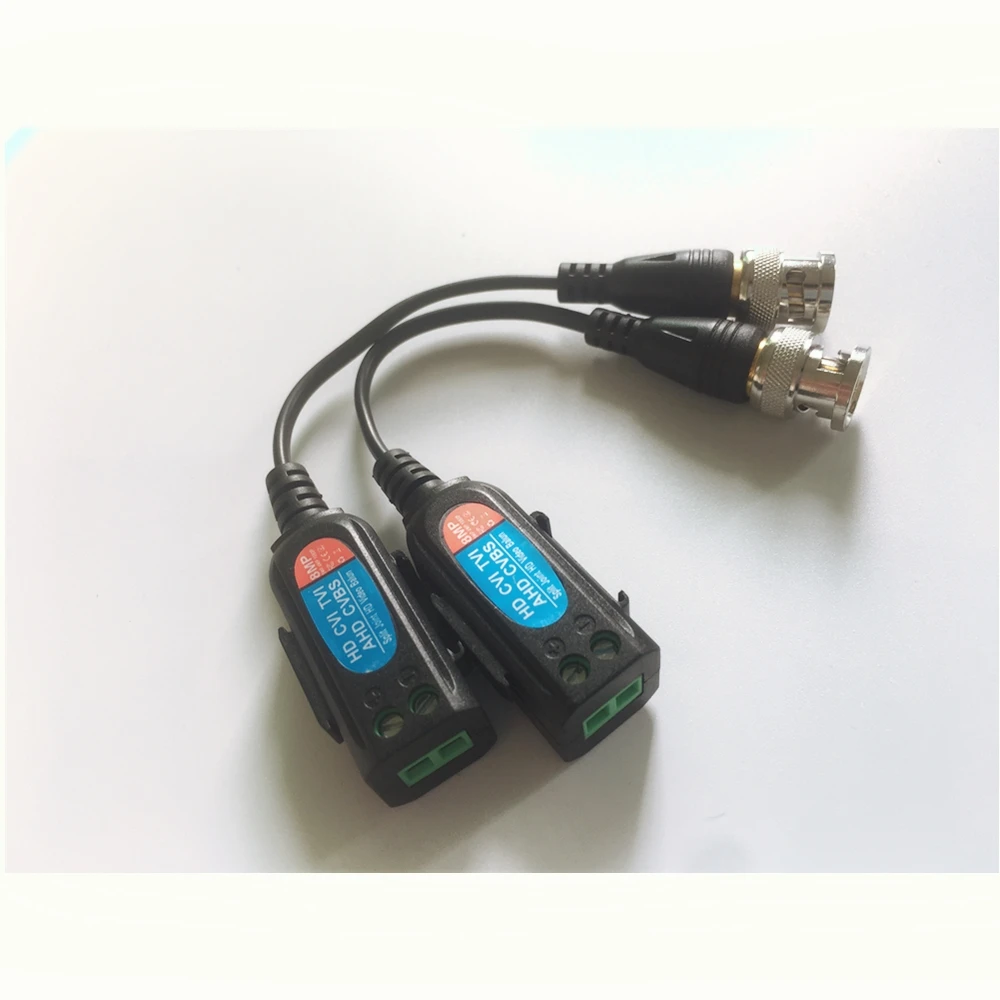 Balun فيديو CCTV مع كابل BNC ، UTP Balun الملتوي ، أجهزة الإرسال والاستقبال السلبية ، محول Cat5 CCTV ، مسافة m ، 8MP ، 2 زوج