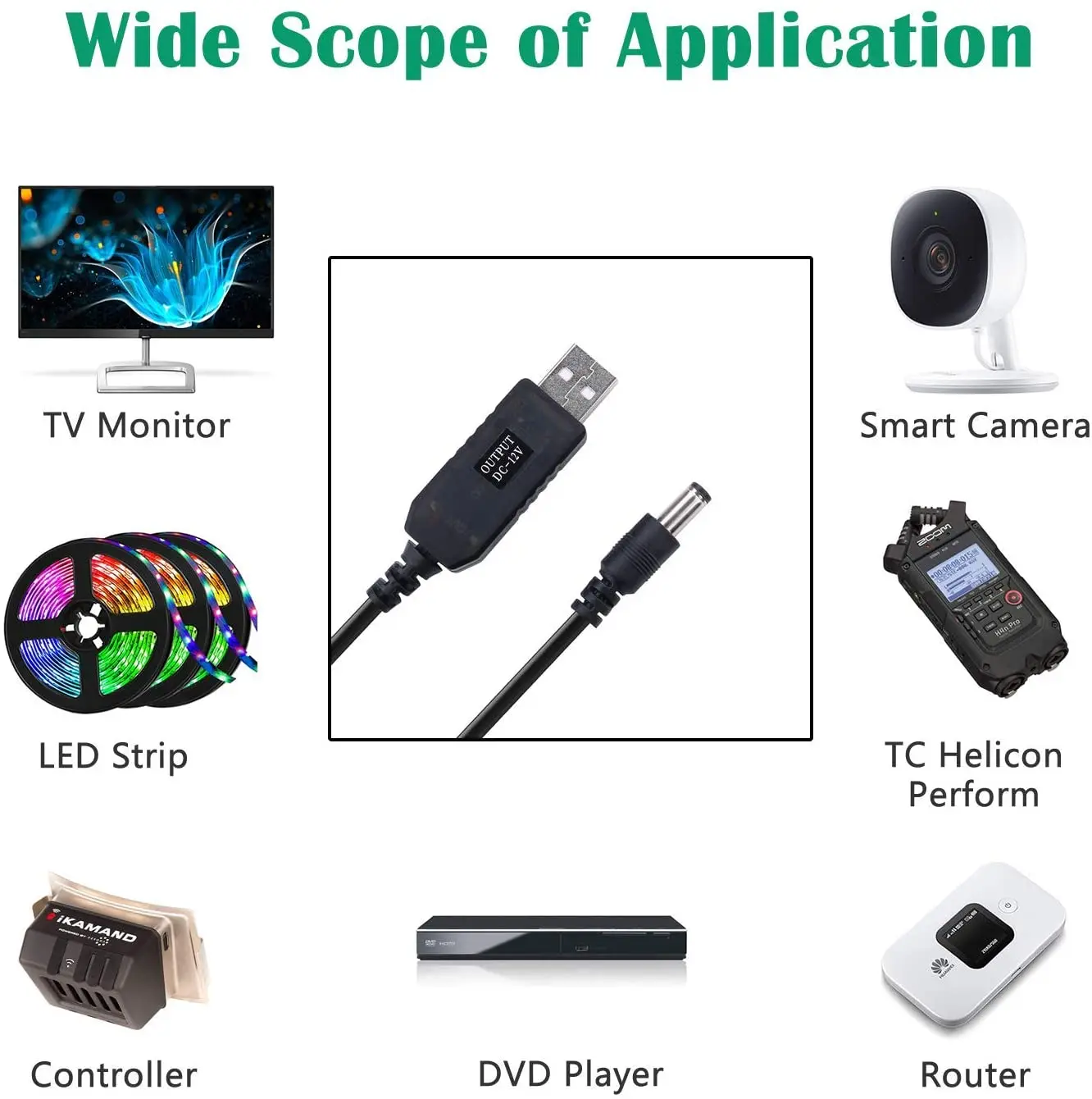 DC 5V to DC 12V USB Voltage Step Up Converter Cable - Power Supply USB Cable with DC Jack 5.5 x 2.5mm or 5.5 x 2.1mm,3FT