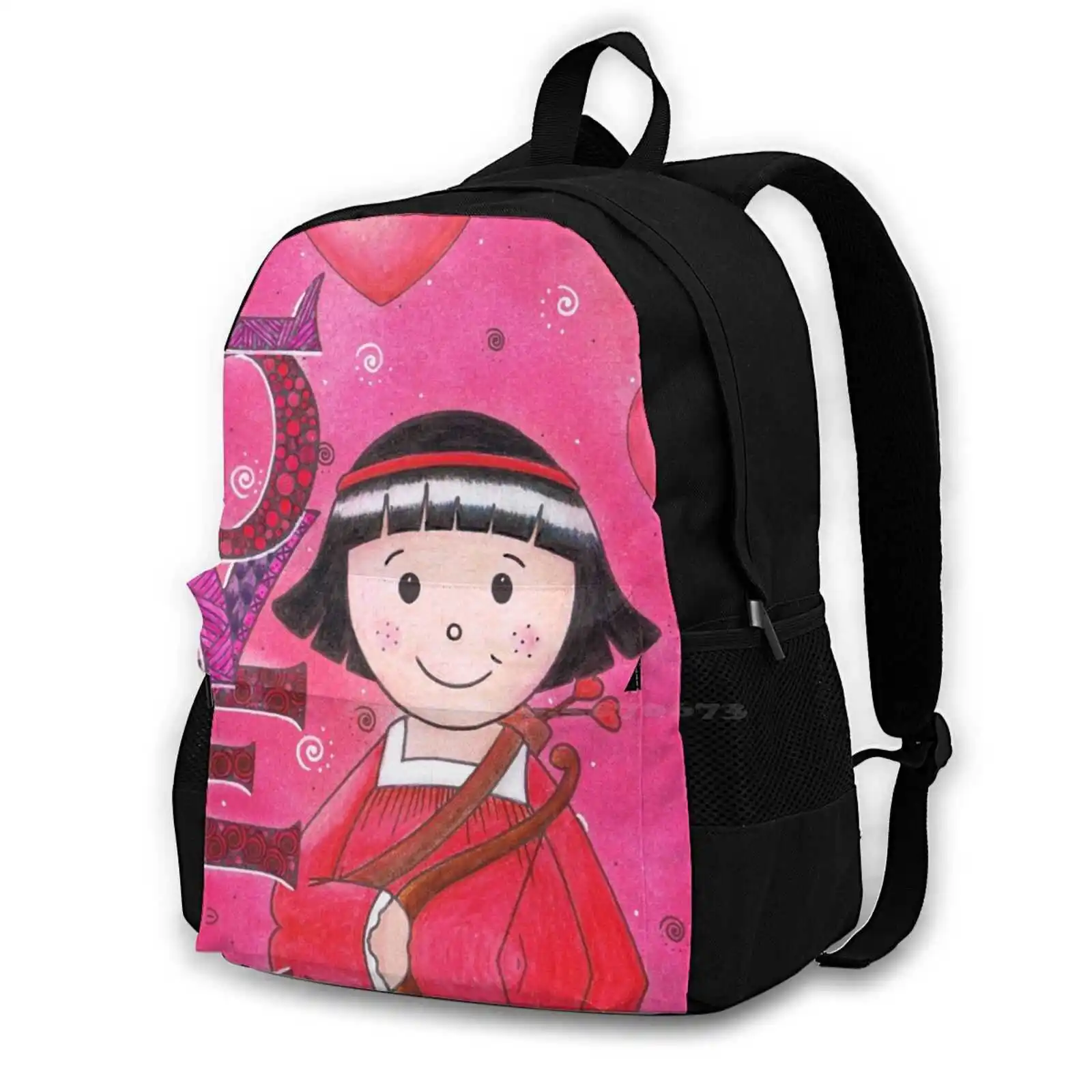 Of Love School Bags Travel Laptop Backpack Kokeshi Poupée Japonaise Doll Japanese Maud Feral Mfc Love Heart Amor Amour