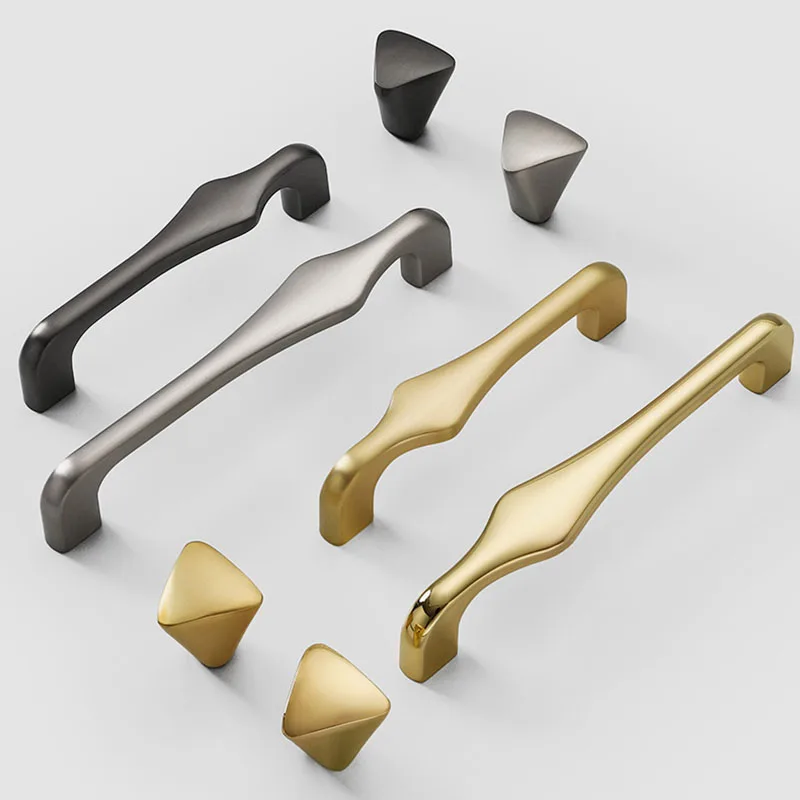 Light Gold Silver Zinc Cabinet Handles Wardrobe Bar Handle Drawer Knobs Morden Furniture Door Pulls