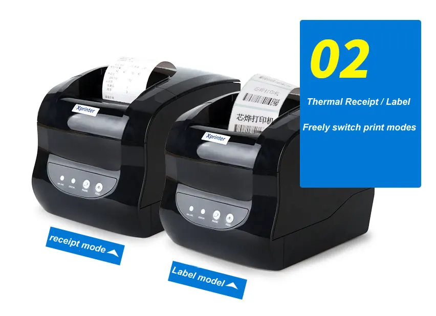 Xprinter Thermal Printer 2Inch 3Inch Barcode/Sticker Printer Label/Receipt 2 inch 1 printer for 58mm or 80mm XP-365B 235B 236B