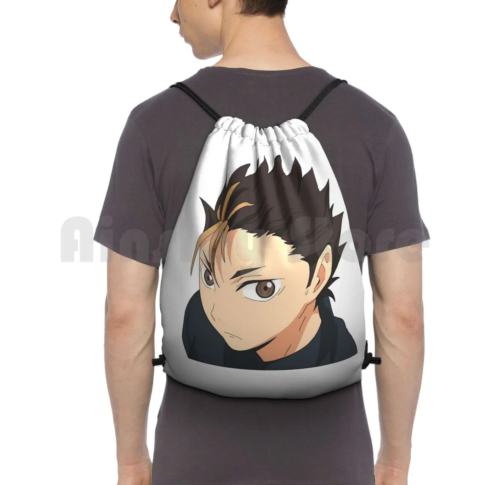 Nishinoya Backpack Drawstring Bag Riding Climbing Gym Bag Anime Manga Haikyu Nishinoya Nishinoya Yu Karasuno