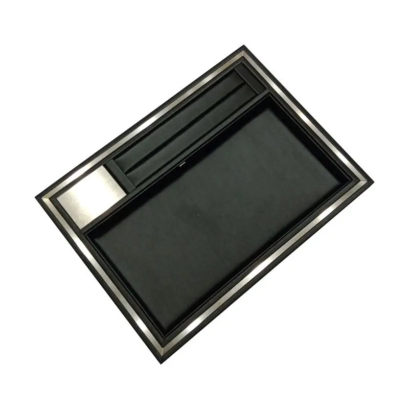 Top Grade Metal Frame Jewelry kan huo pan Black PU Leather Jewelry Shop Show Ring Necklace Jade Tray Storage