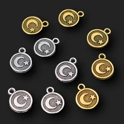 30pcs Mini Moon & Star Turkish Flag Pattern pendenti collana musulmana bracciale accessori in metallo ciondoli fai da te creazione di gioielli