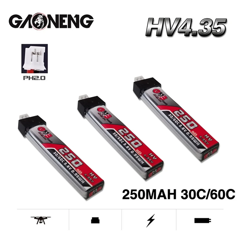 1-10PCS GNB 1S 3.8V 250mAh 30C/60C 4.35V HV Lipo battery for QX65 Blade Nano QX CPX MSR Inductrix FPV Tiny7 Beta65S Drone